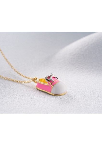 925 Ayar Gümüş Gold Mineli Bebek Patiği Kolye