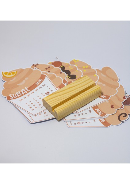2026 Yılı Masaüstü Takvim, Cupcake Takvim, Ahşap Standlı Yeni Yıl Takvimi, 9X12 cm fiyatları