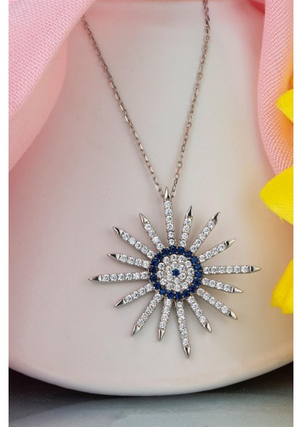 925 Ayar Gümüş Nazarlı Kuzey Yıldız Kolye