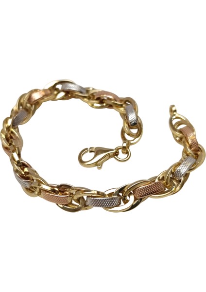 7.0mm Palamut Haloy Bileklik Künye 14 Ayar Altın Hd Videolu