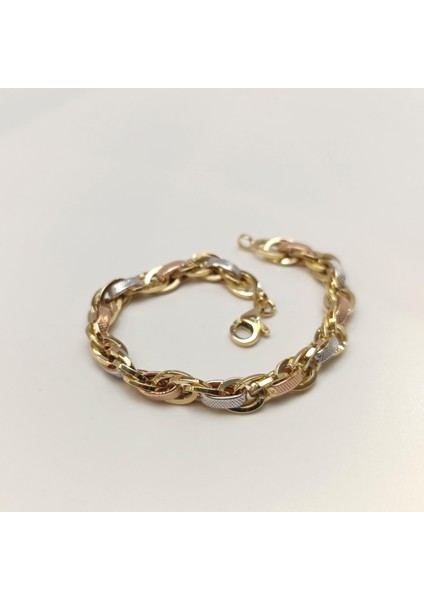 7.0mm Palamut Haloy Bileklik Künye 14 Ayar Altın Hd Videolu modelleri