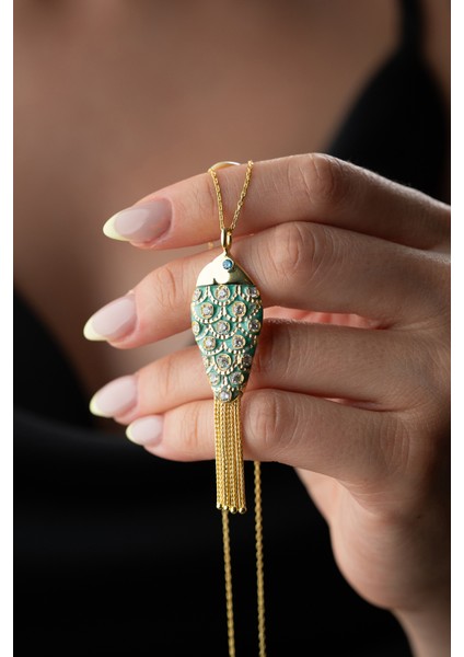 925 Ayar Gümüş Zincirli Balık Kolye modelleri