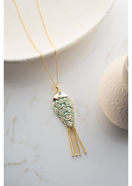 925 Ayar Gümüş Zincirli Balık Kolye fırsatları