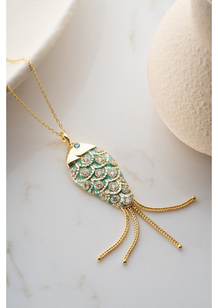 925 Ayar Gümüş Zincirli Balık Kolye indirimleri