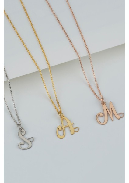 925 Ayar Gümüş Kalpli Harf Kolye modelleri