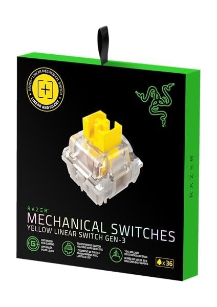 Mekanik Anahtarlar Paketi — Sarı Dokunmatik Anahtar (3. Nesil, LED Lensli Şeffaf Anahtar Muhafazası, 100 Milyona Kadar Tuş Vuruşu, Çok Amaçlı 3 Pimli Konektörler) modelleri