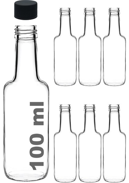 100 ml Şeffaf Sosluk 100 cc Sızdırmaz Kapaklı Cam Şişe (6)