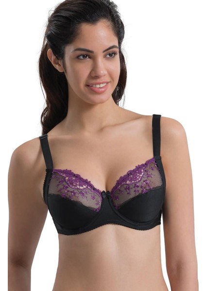 Mor Siyah Mı Emay 136 C Balenli Toparlayıcı Dantelli Sütyen