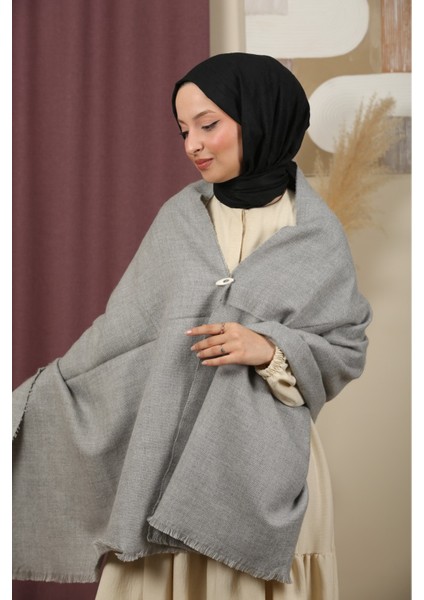 Çift Taraflı Düz Renk Kışlık Omuz Şalı