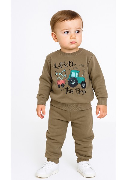 Traktör Baskı Şardonlu Içi Polar 3 Ip Erkek Çocuk Eşofman Takım