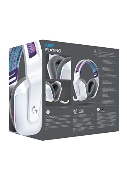 G G733 Lıghtspeed Kablosuz Kulak Üstü Oyuncu Kulaklığı, Lıghtsync Rgb, Blue Voice Mikrofon, Askılı Kafa Bandı, Pro-G Ses Sürücüleri, 29 Saat Pil Ömrü, Beyaz fiyatları