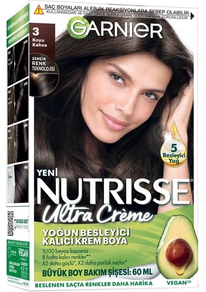 Garnier Nutrisse Yoğun Besleyici Kalıcı Krem Saç Boyası 3 Koyu Kahve modelleri