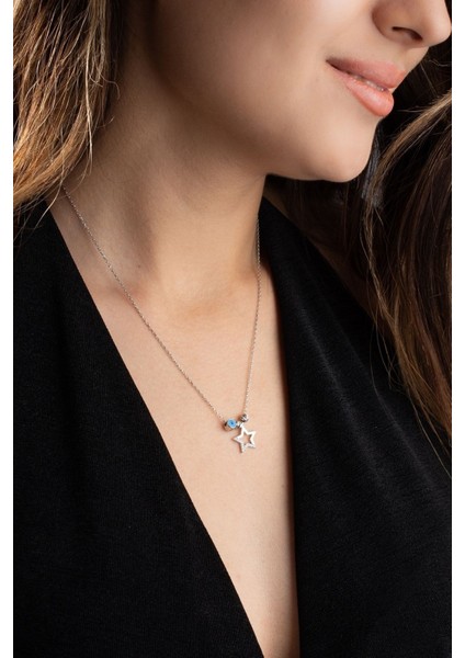 925 Ayar Gümüş Nazarlı Yıldız Kolye