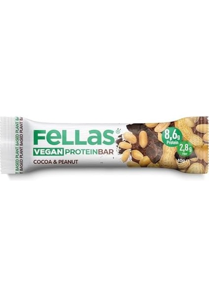 Fellas Vegan Protein Bar - Yer Fıstığı ve Kakaolu 40G x 12 Adet