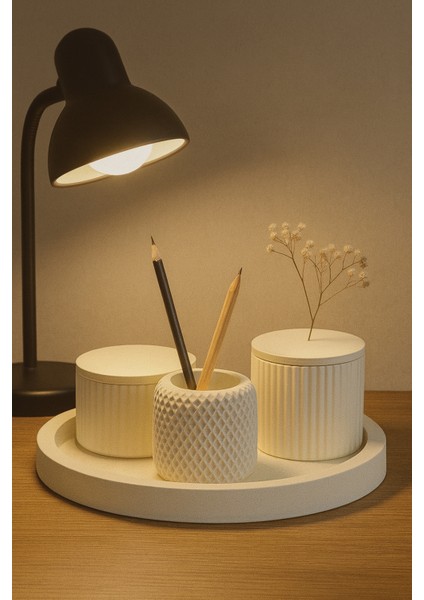 El Yapımı 6 Parçalı Modern Saklama & Düzenleme Seti – Parlak Yüzeyli Beton & Seramik Karışımı modelleri