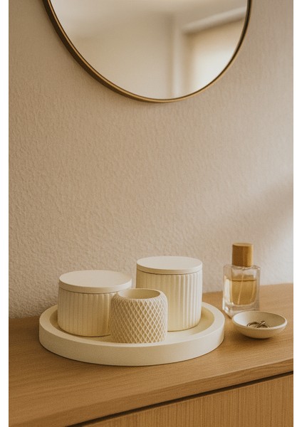 El Yapımı 6 Parçalı Modern Saklama & Düzenleme Seti – Parlak Yüzeyli Beton & Seramik Karışımı indirimleri