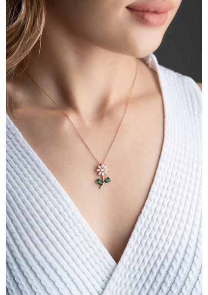 925 Ayar Gümüş Çiçek Kolye