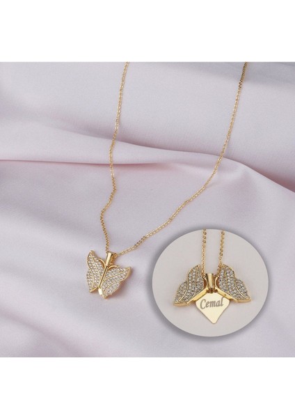 925 Ayar Gümüş Gold Kişiye Özel Açılan Kelebek Kolye fiyatları