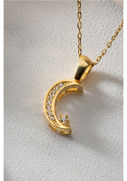 925 Ayar Gümüş Minimal Ay Yıldız Kolye