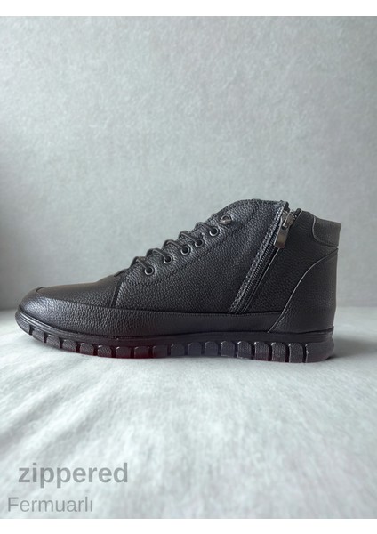 Fermuarlı Ortopedik Kaymaz Taban Bağcık Detaylı Bağcıksız Akıllı Bağcık Sıcak Astar Bot