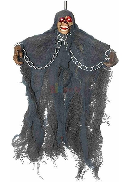 Halloween Cadılar Bayramı Iskelet Korkuluk Işıklı Sesli 30 cm Yeşil. Korku Aksesuarı fırsatları