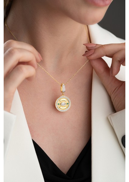 925 Ayar Gümüş Yuvarlak Göz Kolye