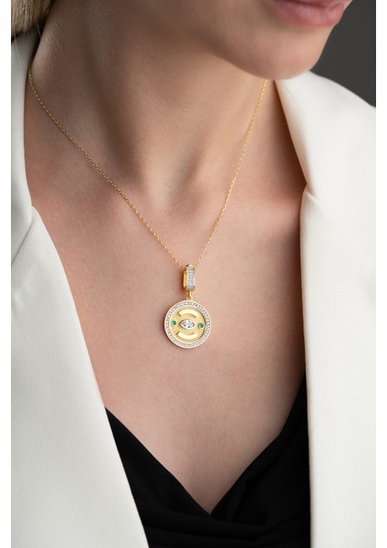 925 Ayar Gümüş Yuvarlak Göz Kolye modelleri