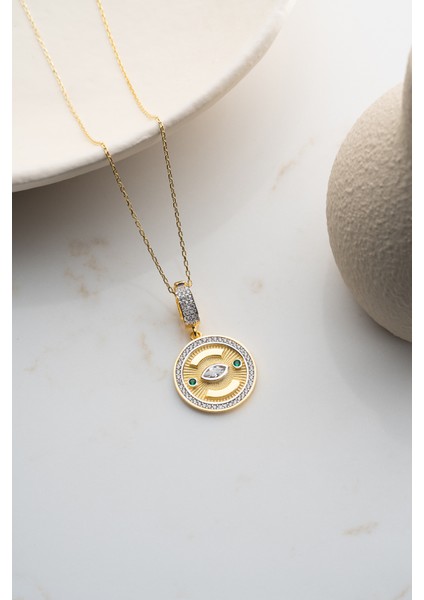 925 Ayar Gümüş Yuvarlak Göz Kolye fırsatları