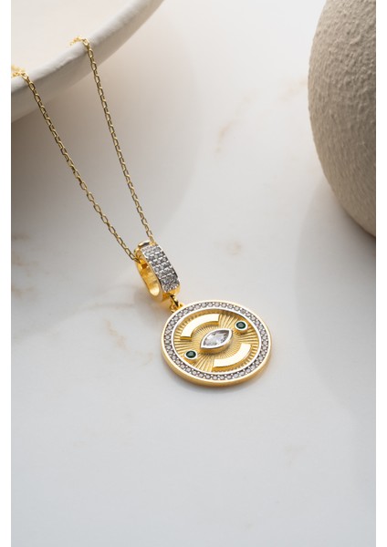 925 Ayar Gümüş Yuvarlak Göz Kolye indirimleri