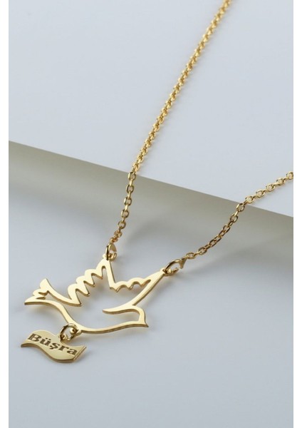 925 Ayar Gümüş Güvercin Kuş Silüetli Isimli Kolye modelleri