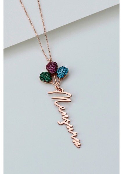 925 Ayar Gümüş Isimli Renkli Balonlu Kolye modelleri