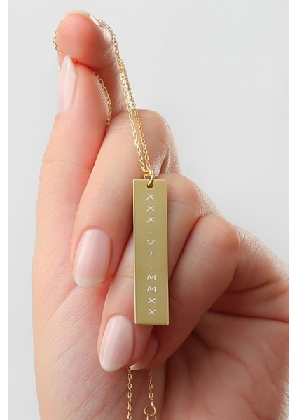 925 Ayar Gümüş Kişiye Özel Tarihli Plaka Kolye