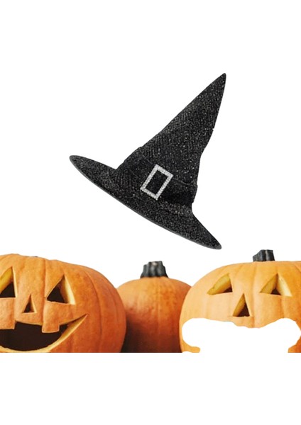 Hallowen Cadı Şapkası Tokalı Kemerli Simli Siyah fırsatları