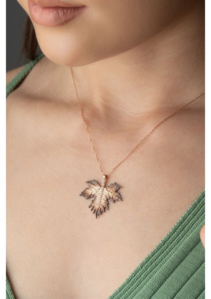 925 Ayar Gümüş Çınar Yaprağı Kolye modelleri