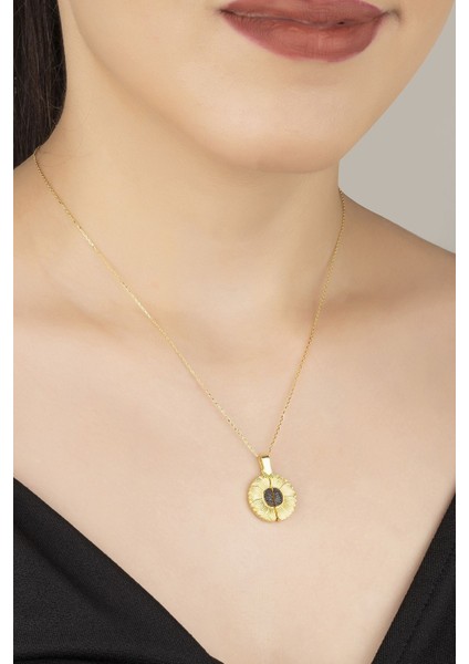 925 Ayar Gold Ayçiçeği Gümüş Kolye fırsatları