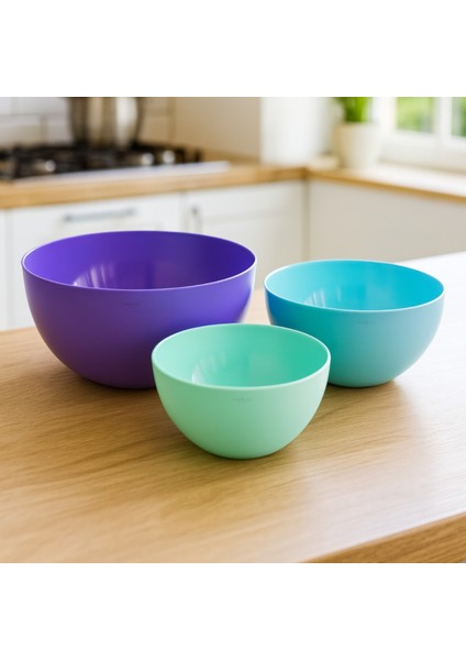 3’lü Karıştırma ve Kase Seti - 1,2l + 2,5l + 4l | Bpa Içermez Çok Amaçlı Hazırlık ve Servis Kaseleri