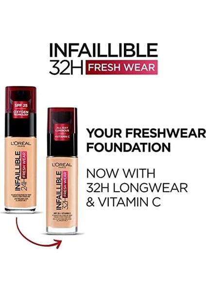 L'oréal Parıs Infaillible 32H Fresh Wear C Vitaminli Fondöten - 145 Rose Beige 30 ml fiyatları