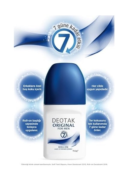 Deotak Original Erkek 7 Güne Kadar Etkili Roll-On Deodorant 35 ml modelleri