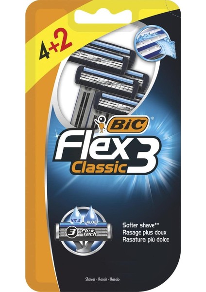 Bıc Flex 3 Erkek Tıraş Bıçağı 6'lı Blister (3 Bıçak), Birbirinden Bağımsız Hareket Edebilen 3 Bıçak, Oynar Başlık, Aloe Vera ile Zenginleştirilmiş Kayganlaştırıcı Jel Şerit fiyatları