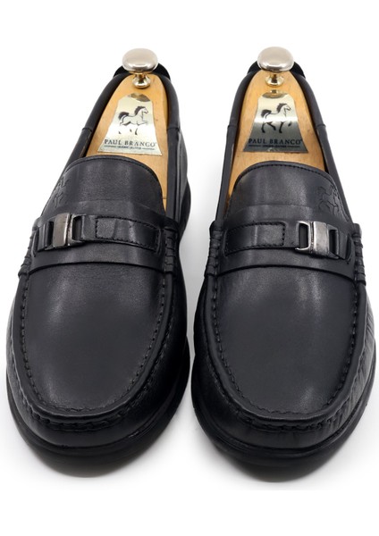 Hakiki Deri Siyah Erkekler Loafer Mokasın Ayakkabı 96505 modelleri