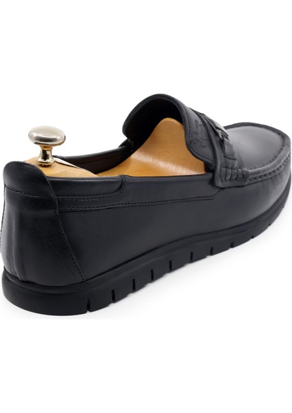 Hakiki Deri Siyah Erkekler Loafer Mokasın Ayakkabı 96505 fırsatları