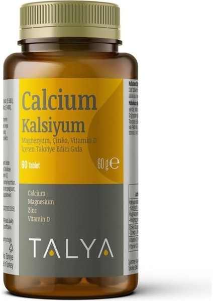 Talya Kalsiyum, Magnezyum, Çinko, Vitamin D Içeren Takviye Edici Gıda - Gıda Takviyesi - 60 Tablet fiyatları