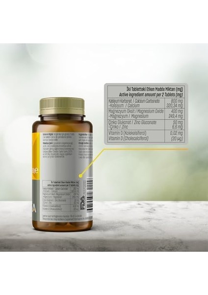 Talya Kalsiyum, Magnezyum, Çinko, Vitamin D Içeren Takviye Edici Gıda - Gıda Takviyesi - 60 Tablet modelleri