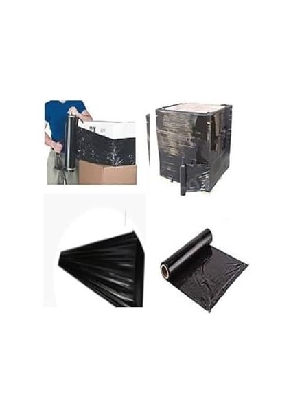 Tify Dilimli Siyah Palet Streç 10 cm 17 Mic. 400GR / 300MT. Siyah 4 Adet modelleri