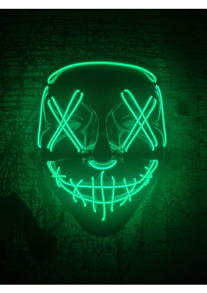 Halloween Cadılar Bayramı Maske Işıklı Pilli Yeşil Telli Korku Maskesi fiyatları