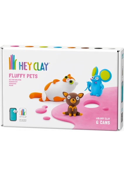 Clay Sevimli Evcil Hayvanlar: Farsça Kedi, Fare, Chihuahua Seti - Renkli Modelleme Çocuklar Için Hava Kuru Kil - Interaktif Talimatlar Uygulaması ile Hava Kuru Kil Kiti 6 Kutu