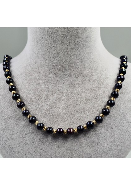 Siyah Tatlı Su Incisi Kolye Bileklik Set modelleri