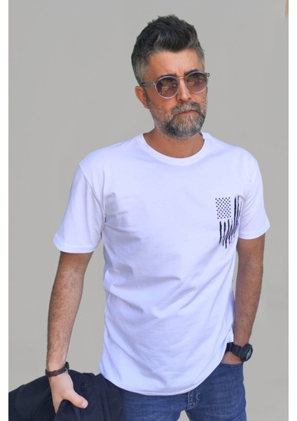 Erkek Desenli-Düz Karışık Slim Fit Bisiklet Yaka Pamuk Elastan 4'lü Basic Tişört fırsatları