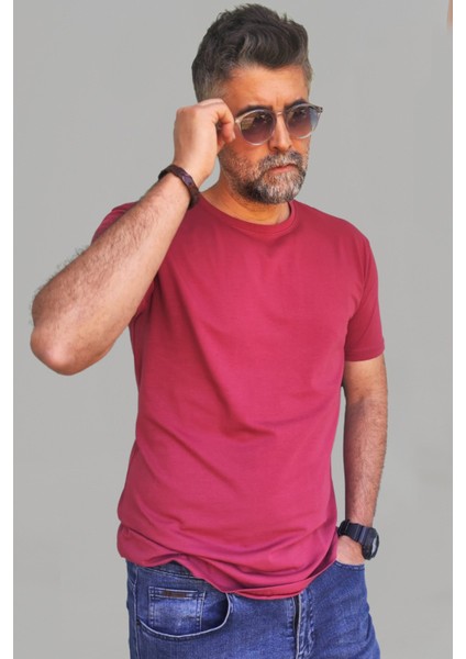 Erkek Desenli-Düz Karışık Slim Fit Bisiklet Yaka Pamuk Elastan 4'lü Basic Tişört indirimleri