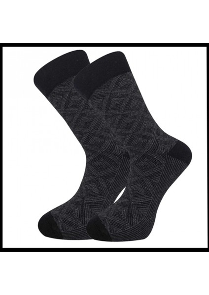 Uyguna-Yakala Erkek Çorabı Siyah Pamuklu Havlu KIŞLIK-RAP.381